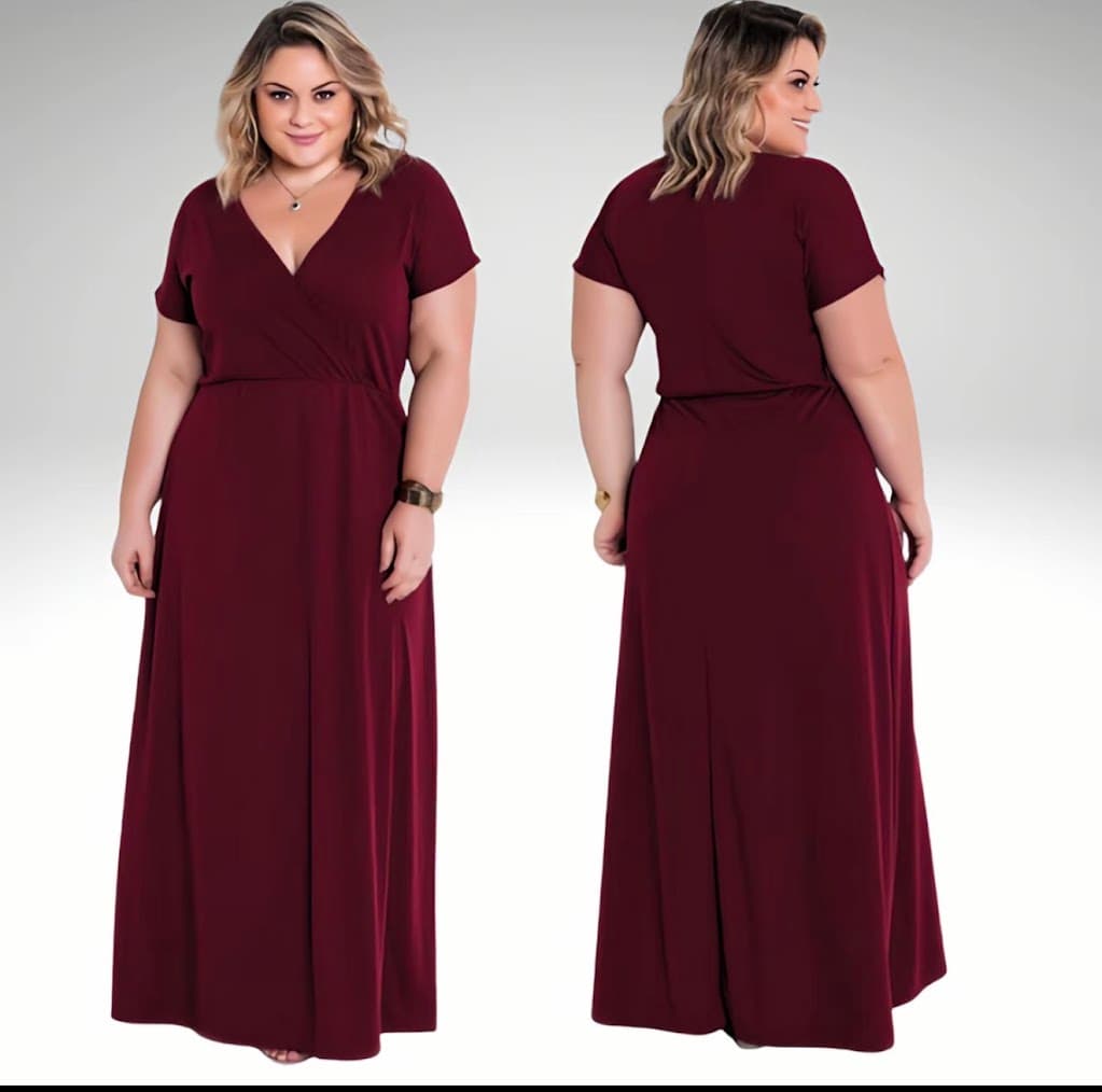 Vestido longo Tranpassado Plus size Extra Grande 46 ao 72